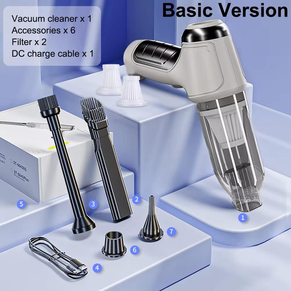 Bilstøvsuger Trådløs bærbar støvsuger 95000PA Kraftig sug håndholdt minirenser Høyeffektsblåser for bilhjem