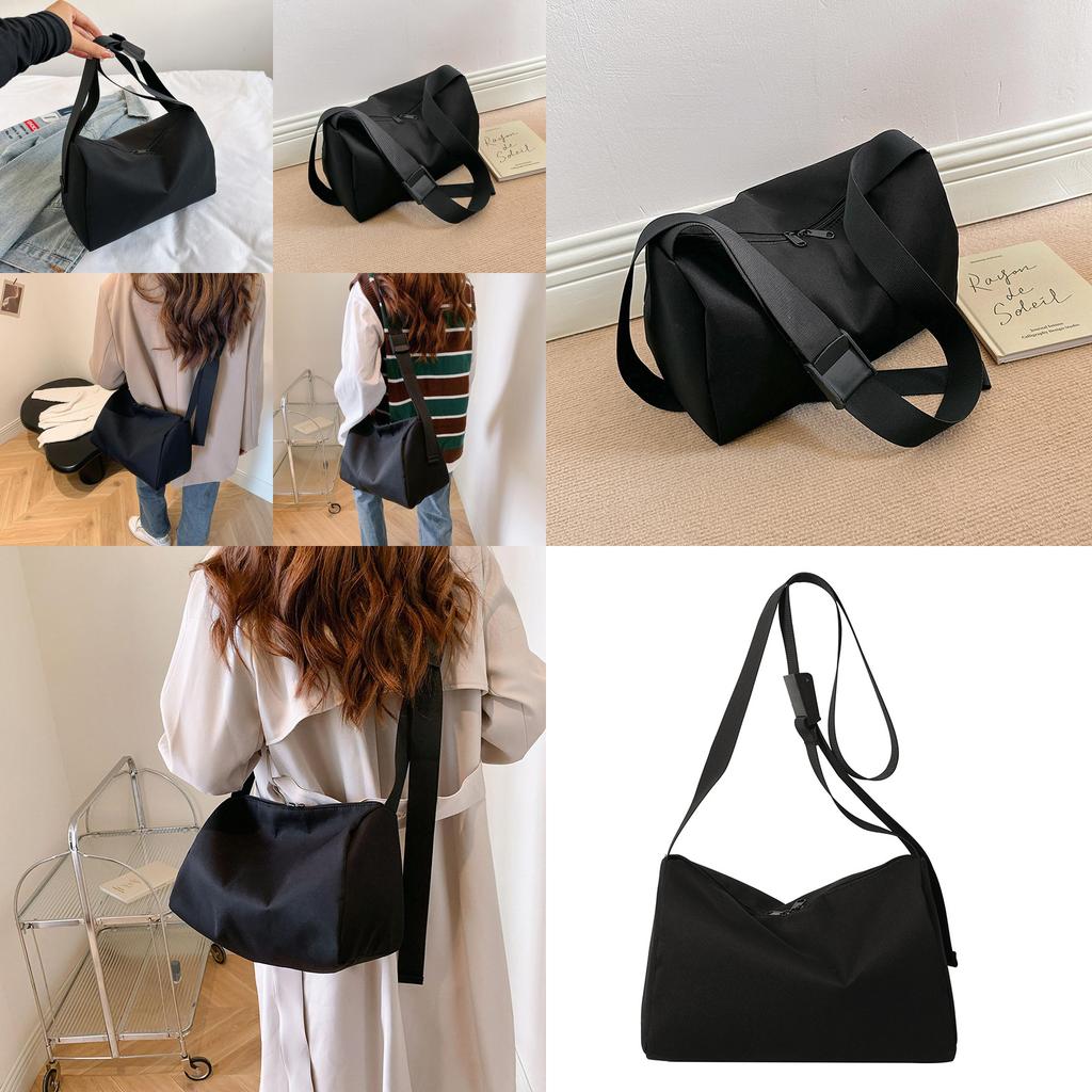 Vintage Casual Black Canvas Tote Bag For Women Stylish Shoulder Crossbody Trendy Design
