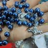 Religious Rosary Necklace Cross Pendant Neck Chain Crucifix Charm Christening