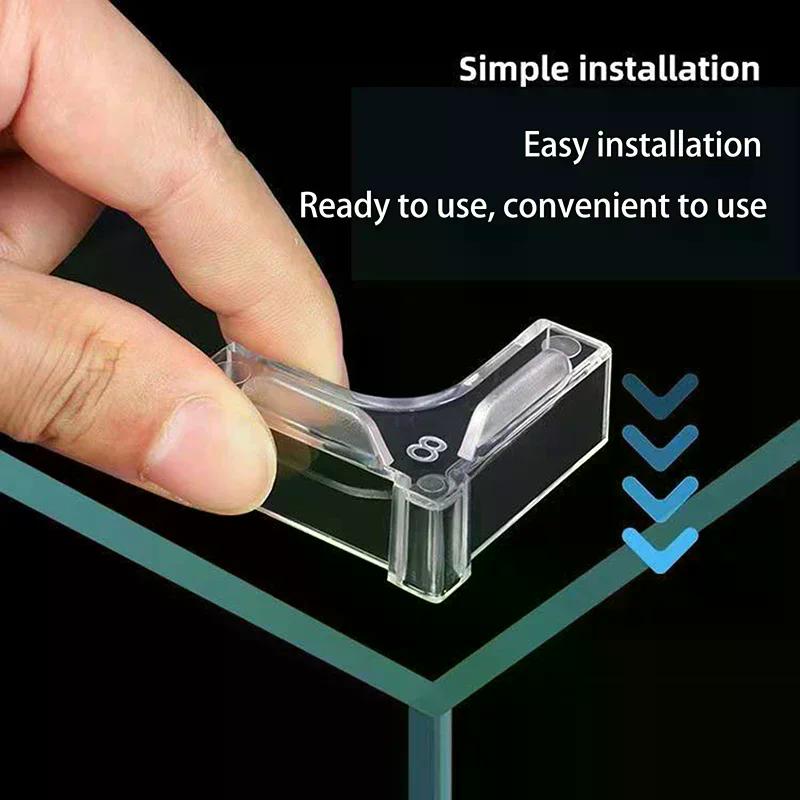 4Pcs Acrylic Transparent Anti-collision Fish Tank Corner Protector Adhesive Free Protective Cover Aquarium Accessories