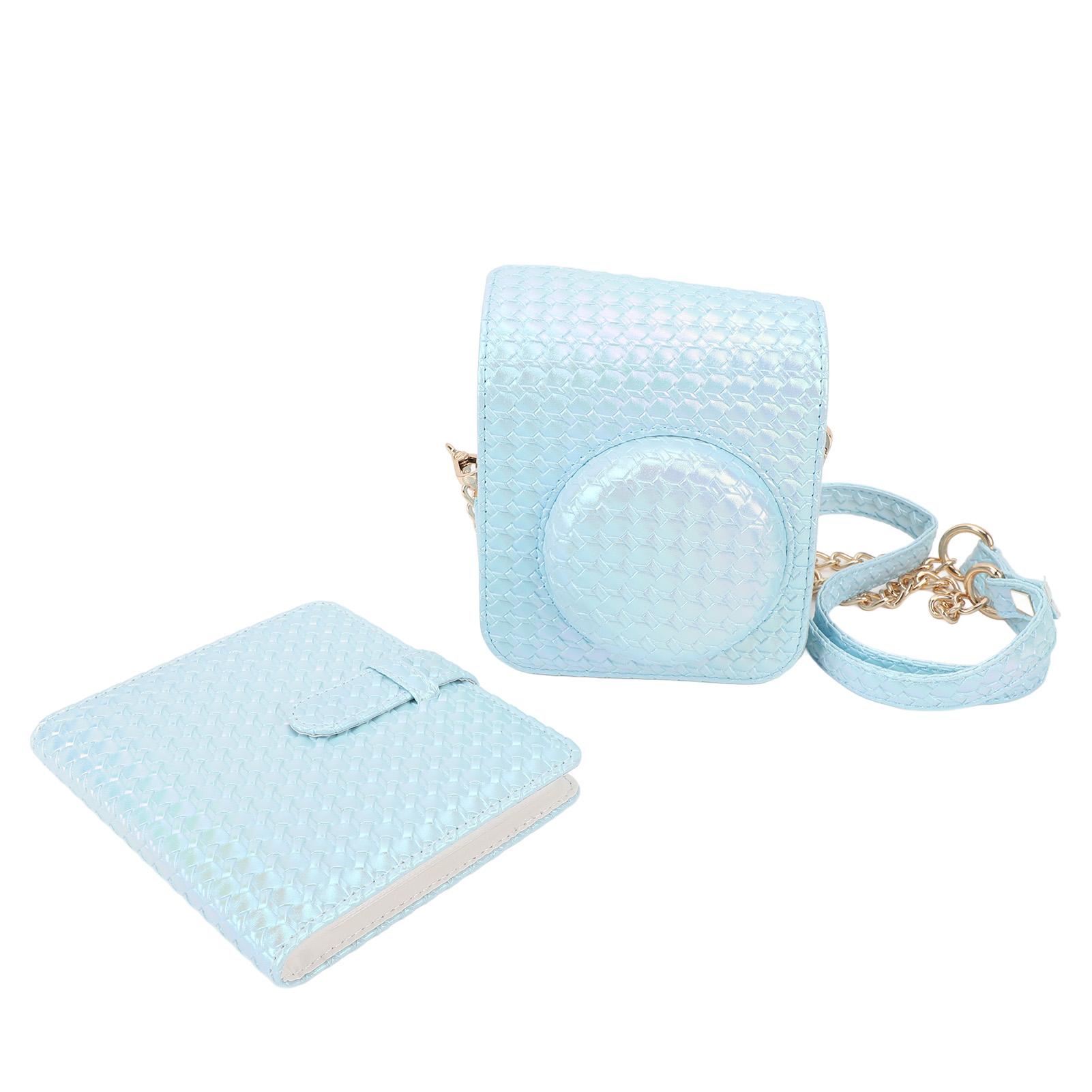 

Instant Camera Protective Case PU Leather Removable Top Cover with Adjustable Detachable Shoulder синій