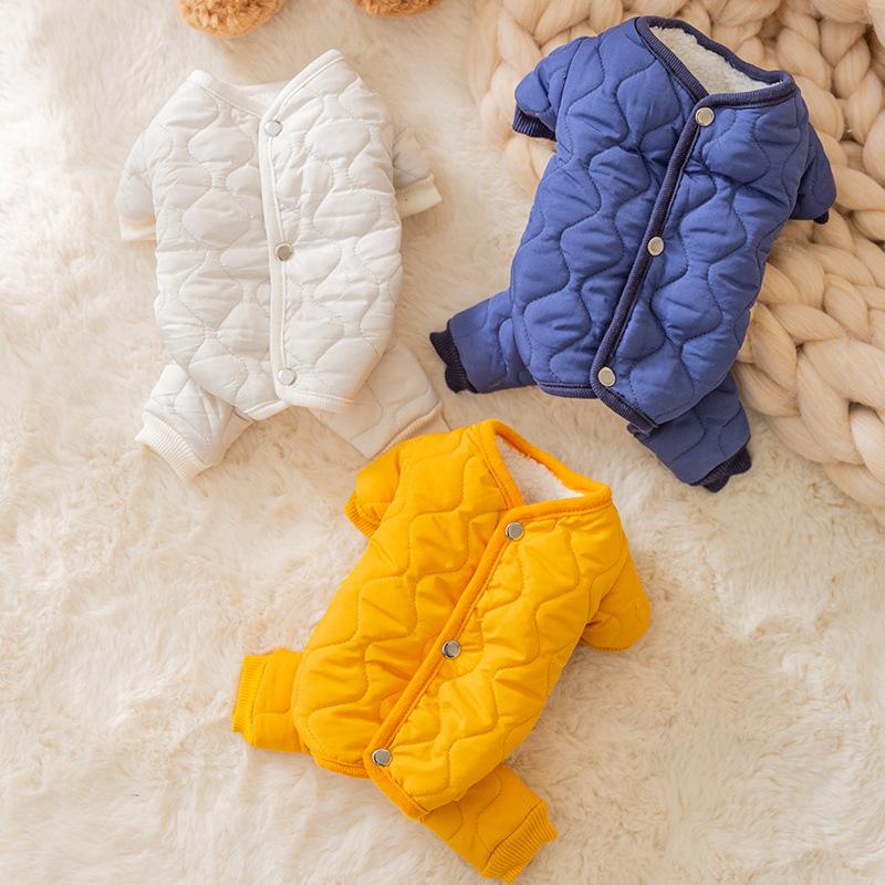 Cat Clothes Winter Thickened Warm Simple Quilting Cotton Cardigan Kitten Puppy Autumn Four-legged Cotton-padded Clothes Pet Dog Clothing