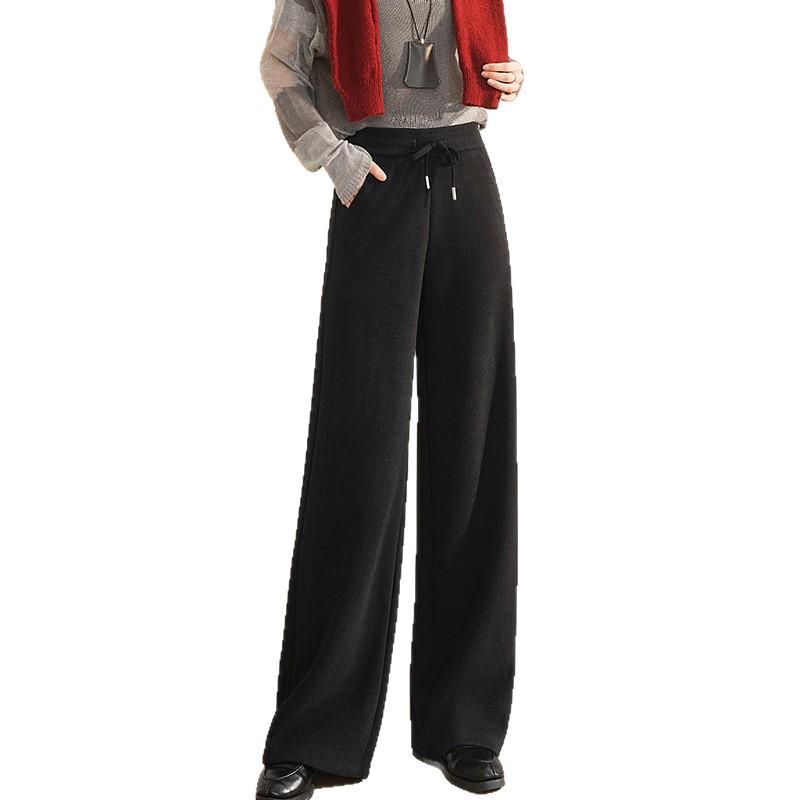 Women's Wool Blend Straight Leg Trousers - High Waist, Slimming, Plus Size, Drape, Versatile for Autumn/Winter 2025