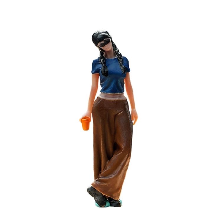 

Miniature Resins Characters 1/64 Scale Girl Holding Coffee Painted Detail Figure For Craft Projects And Toy Displays 1