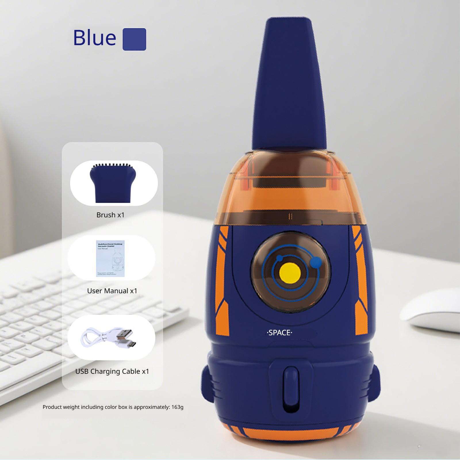 

Маленький пылесос-ракета для рабочего стола, электрический ручной, настольный, зарядный, для крошек от ластика, для клавиатуры One Size синий