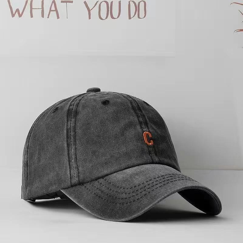 Washed Black Baseball Cap Men Women's Vintage Dad Hat with Embroidery Adjustable Casual Duck Tongue Hat