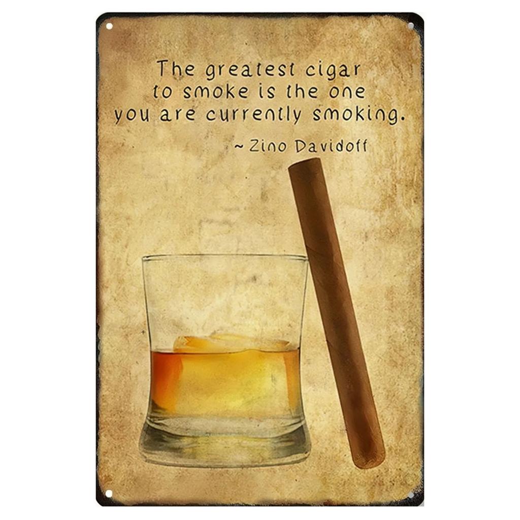 Whiskey Cigar Plaque Metal Tin Signs Wall Decoration Vintage Art Posters Iron Painting for Man Cave Home Cafe Garden Club Bar