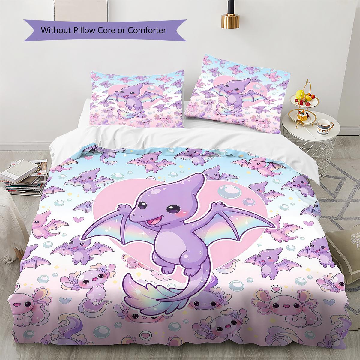 

Pink Gradient Cartoon Pattern Bedding,Quilt Set Quilt Cover Pillowcase Home Birthday Gift (1 * duvet cover + 2 * pillowcase, without core) 135x200cm