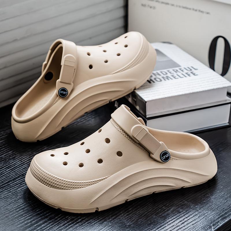 

Мужские сандалии с отверстиями, новинка лета, спортивные пляжные сандалии, мужские сандалии, одна нога, полуподдержка, сумка на голову 45 хаки