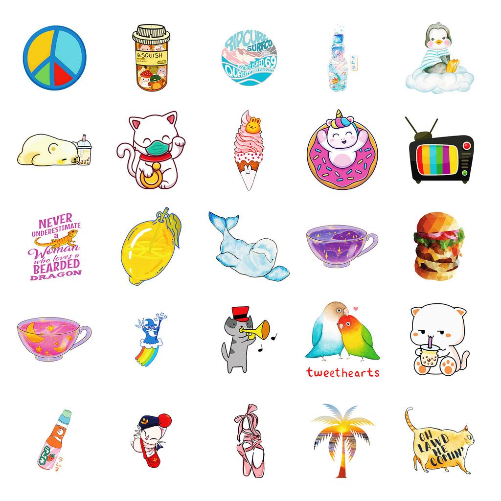 50 Niedliche Handgemalte Krokodil Eis Essend Dekorative Wasserdichte Aufkleber DIY Kinderhandkonto