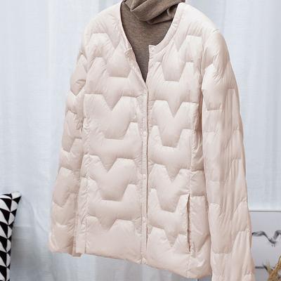 Autumn and Winter New Round Neck Light White Duck Down Women's Short Liner Wear Warm and Light Down Jacket Tide