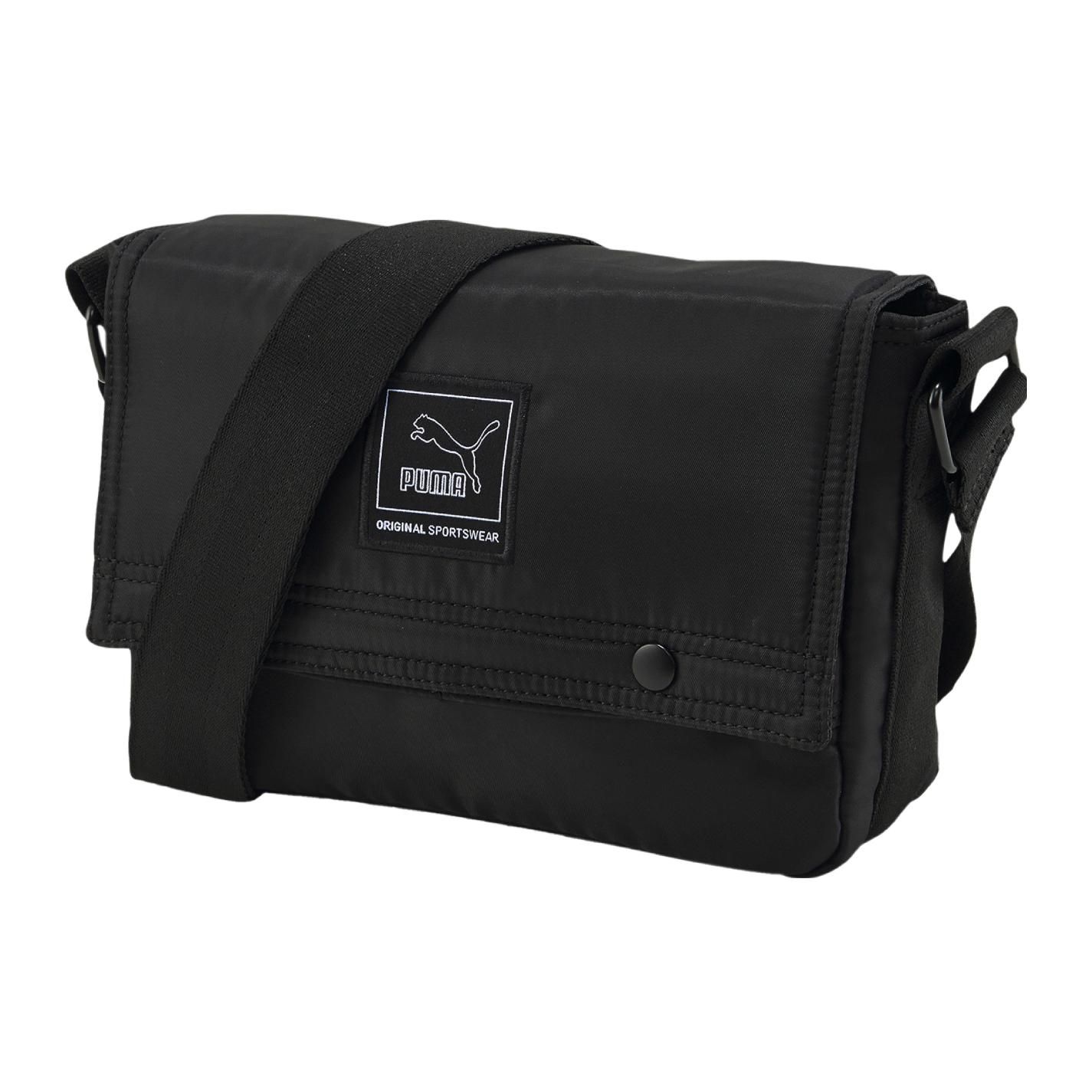Puma Solid Color Flap Adjustable Shoulder Strap Fabric Messenger Bag Unisex Shoulder Bags Black 079658-01 Black