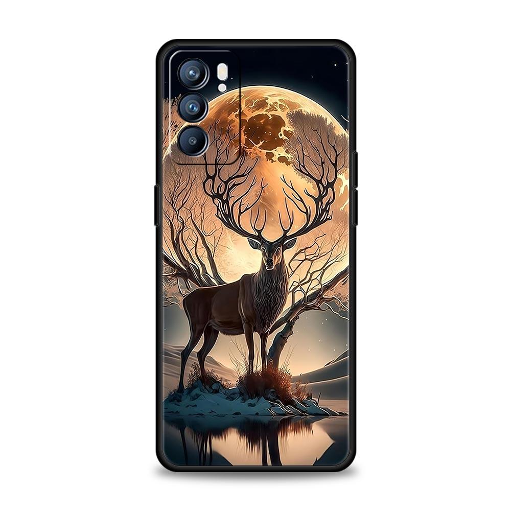 Cartoon Animal Deer Phone Case For Oppo Reno 13 12 11 10 7 F Find X5 X6 A98 A80 A79 A78 A57 A54 A31 A17 Pro 5G Soft TPU Cover