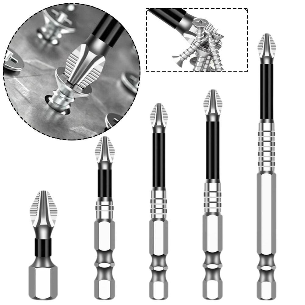 Upgraded Non-slip PH2 Impact Driver Bit Set With Magnetic Phillips Screwdriver Tool Impact Resistance WaterProof Bits 5pcs