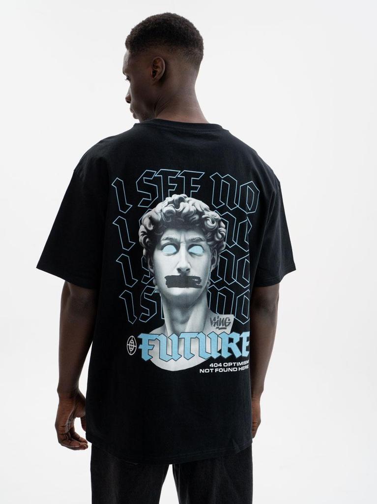 MyStars Future Men's Black Short Sleeve Oversize T-Shirt M