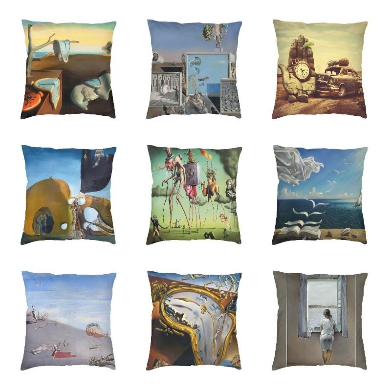Lu Xika Chen Unisex The Persistence Of Memory Cushion Cover 45X45cm Salvador Dali Painting Art Velvet Cute Pillow Cases For Sofa Home Decor