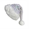 Christmas Decoration for Holiday Events Sparkly Santa Hat Women Men, Glitter Sequin with White Fluffy Trim Gift Friends Family And Pom Pom,