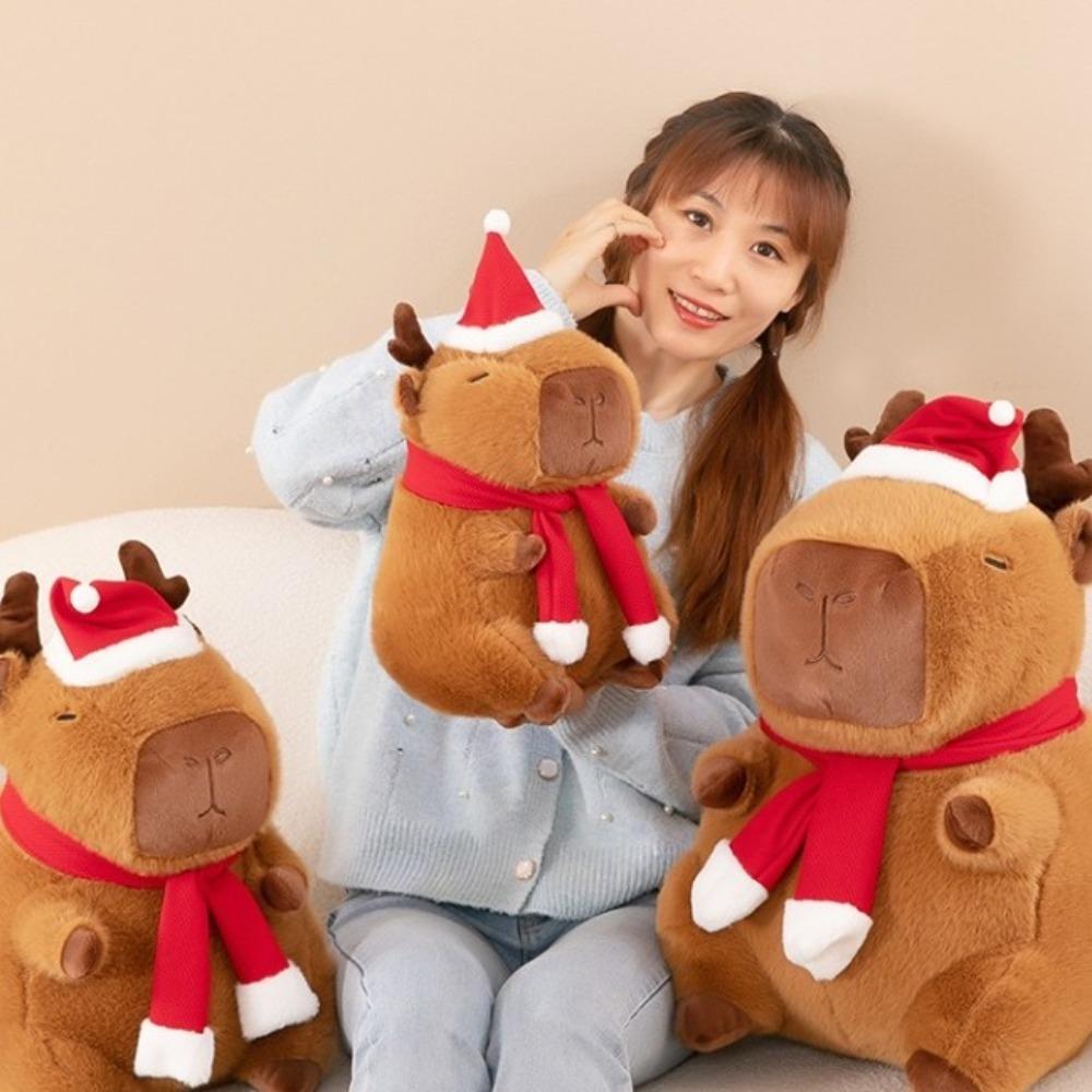 Simulation Capybara Plush Toy Cartoon Capibara Fluffty Doll Christmas Capybara Plush  Birthday Gift