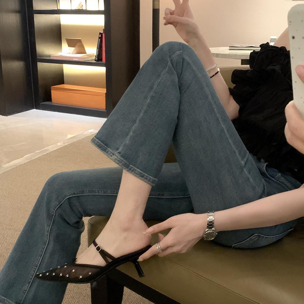 Sheepskin version~ Grape mother rhinestone pointed head temperament high heels mesh yarn breathable rear empty single shoes women's bag head cool s