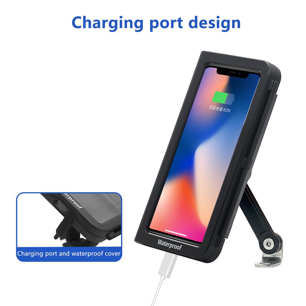 Motorcycle 360 Rotatable Phone Holder Touchscreen Case Mount Waterproof for 4-7in Phones
