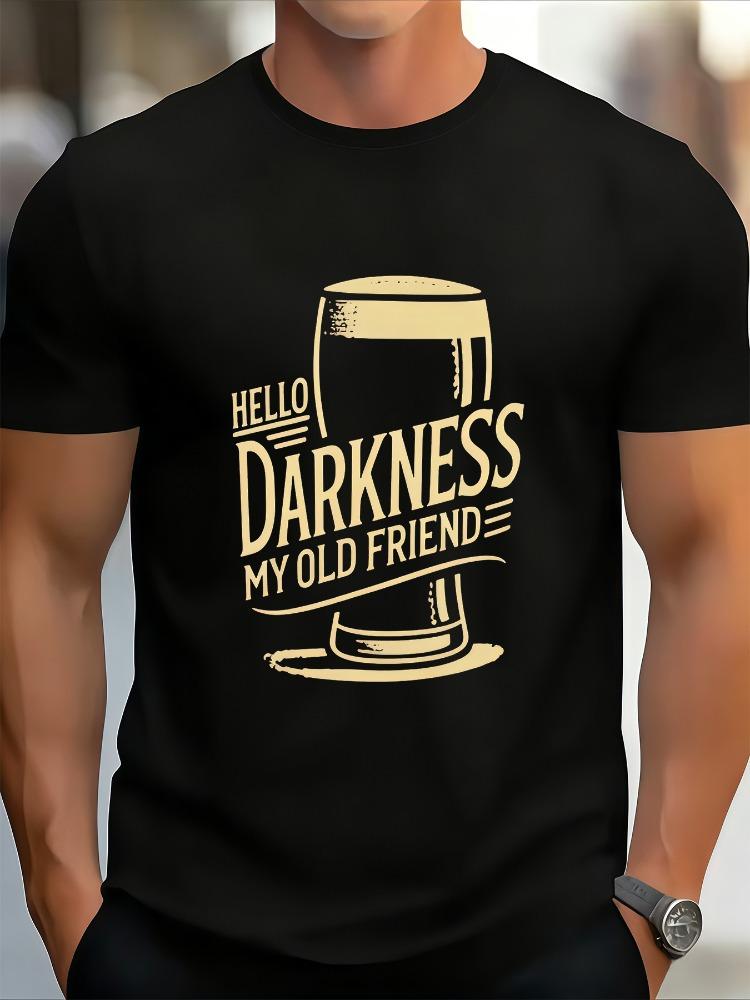 Camiseta Gráfica Unisex de Algodón de Manga Corta Retro Cerveza Oscura Hola Oscuridad Mi Viejo Amigo Top Casual para Beber Para Amante de la Cerveza Hombres Adultos