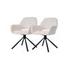 Chaise pivotante - MUVOE - Set de 2 - Tissu Sherpa - Blanc - Avec accoudoirs