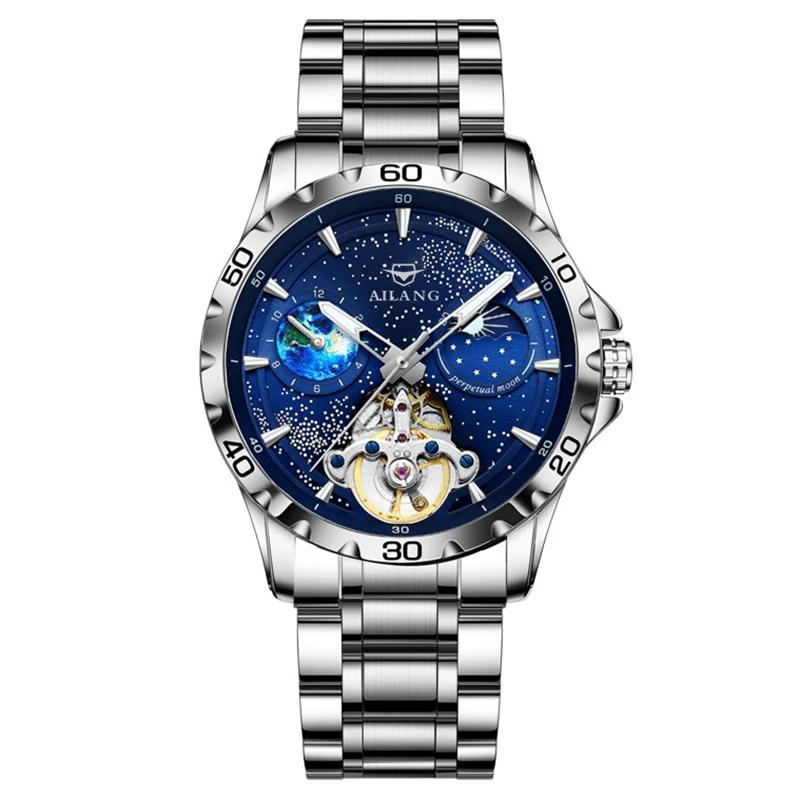 Ailang 8063 Automatic Mechanical Watch 2023 Hot Sale Men Luxury Galaxy Multifunctional Rubber Band Good Material