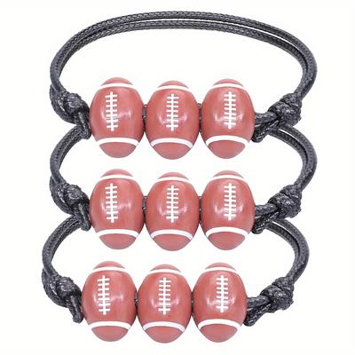 Basketball Baseball Bracelet Wax Line Woven Tennis Rugby Bracelet Boys Girls Sports Jewelry 3Pcs