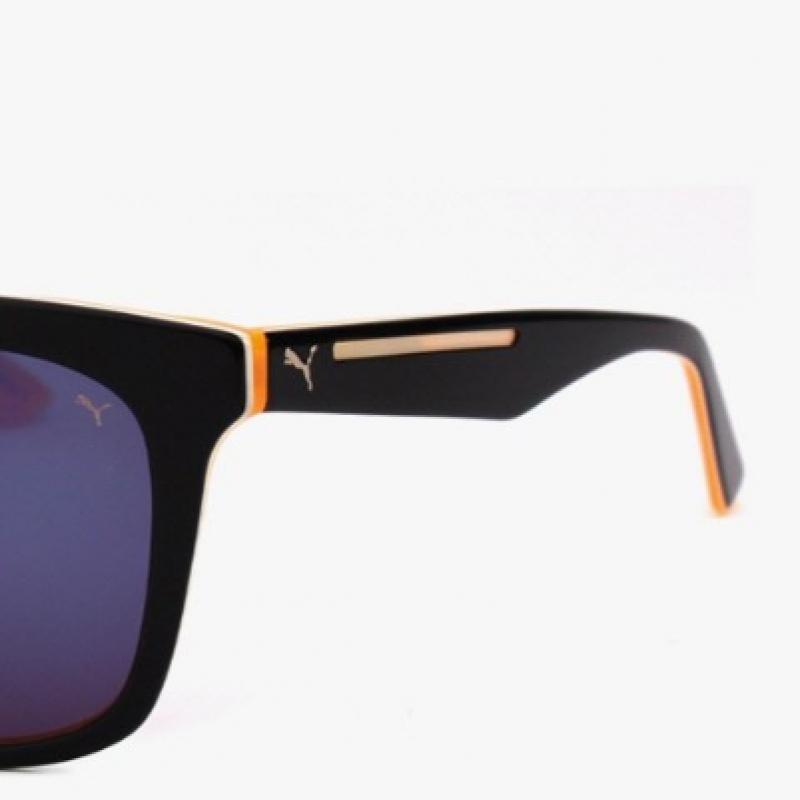 Puma Pu0088sk 002 Ripper Square Horn Rimmed Over Asian Fit Mirror Sunglasses