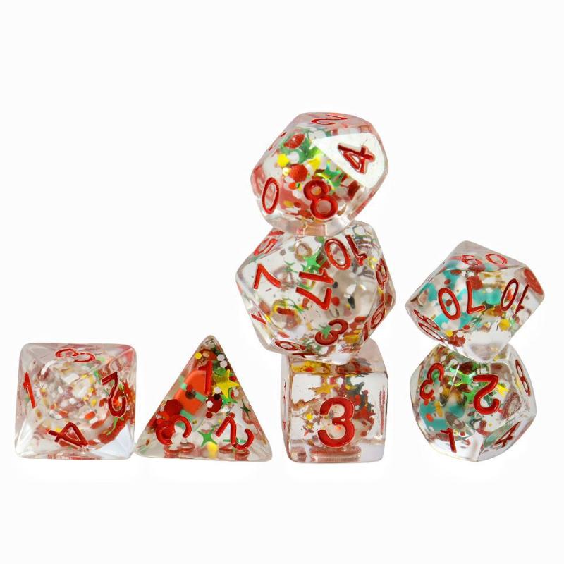7Pcs Polyhedral Acrylic Dice Set Adorable Duck Print D4 D6 D8 D10 D12 D20 for Tabletop Role Playing Games
