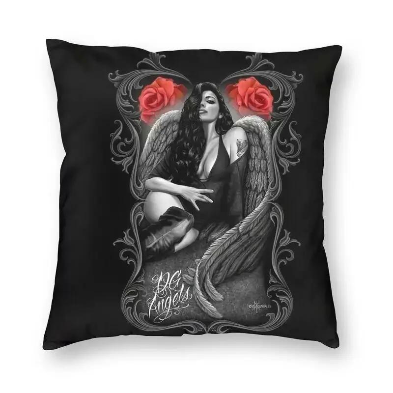 Halloween Zuckerschädel Mädchen Kissenbezug Sofa Heim Dekoration Mexikanisch Chicano Stil Quadratischer Wurfkissenbezug 40x40cm