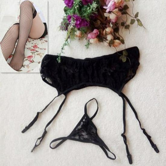 Women's Sexy Lace Garter Lingerie Set: Tempting Thong, Lightweight & Comfortable
