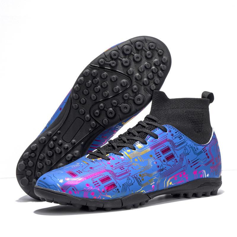 Fashion Soccer Boots Men's Outdoor Training Soccer Shoes Kids Student Non-slip Lawn Rest Sports High-top Plus Size Shoes