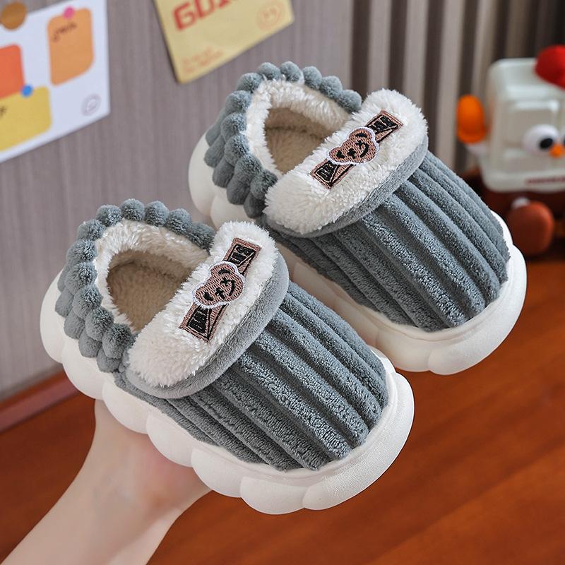 

Children s cotton slippers, parent-child soft-soled non-slip home slippers for adults, couples, and babies, thickened and fleece-lined for boys and 26-27Inner Length16.5cm2-