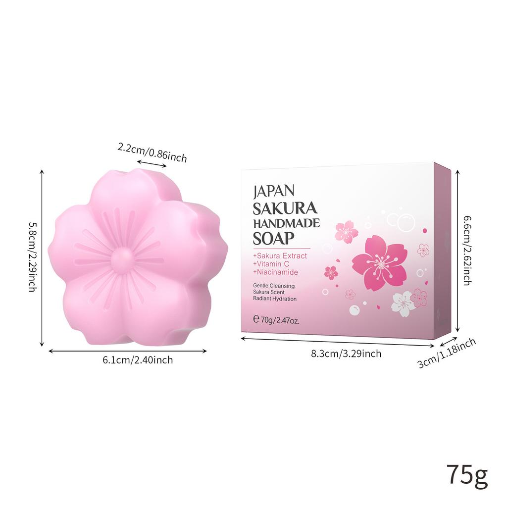 Sakura El Yapımı Sabun - 70g Kiraz Çiçeği Tasarımlı Bitkisel Banyo Sabunu, Kadın & Erkek İçin Kokulu Çiçek Özü, Doğal Cilt Bakımı Hediyesi