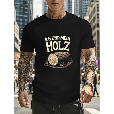 European Sizes Summer 2025 New Men'S Stylish Casual Outdoor Short-Sleeve Round-Neck T-Shirt with The _Me And My Holz_ Graphic Print