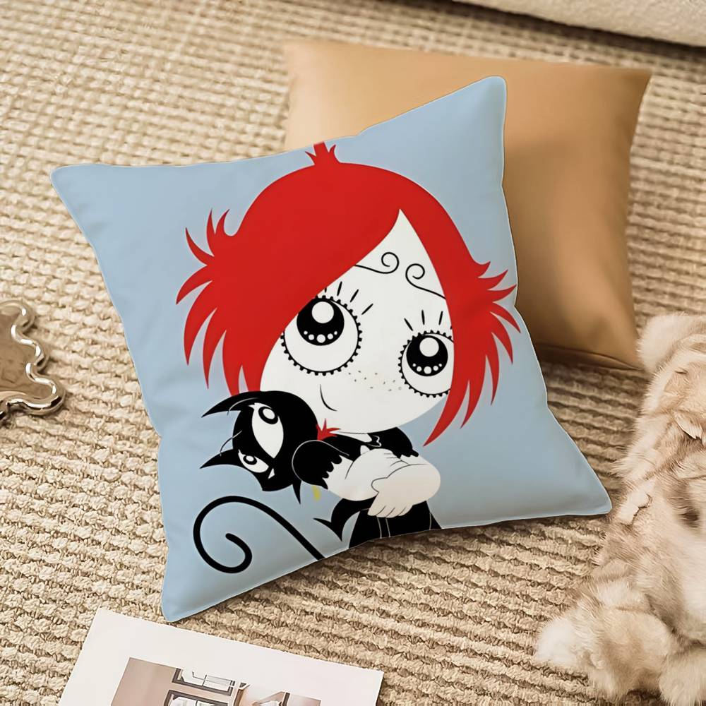 RRuby GGloom And Doom Kitty Pillow Case Antidustmite Pillowcase Invisible zipper silky plush Sofa