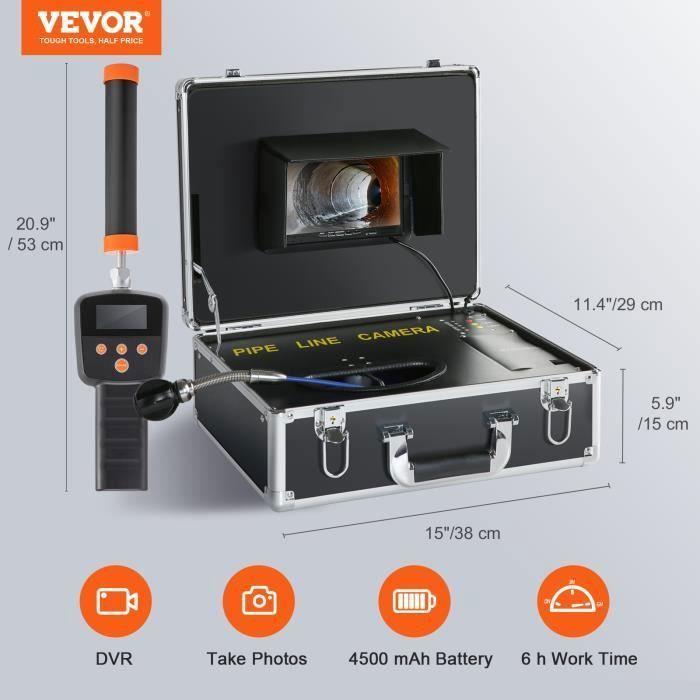 Caméra d'Inspection Canalisation - VEVOR - avec Localisateur 512 Hz - Écran 7'' Câble 40m