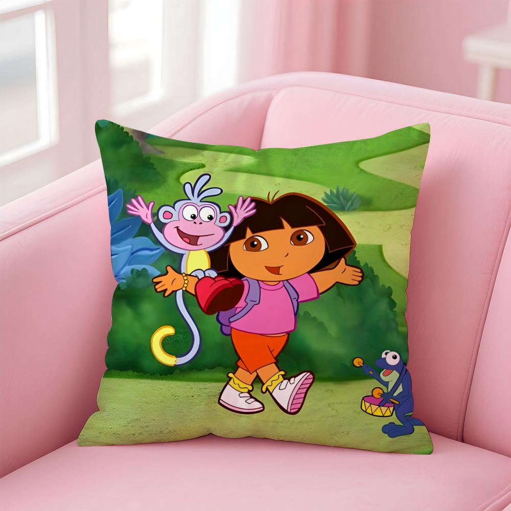 Anime Cute D-Dora the E-Explorer Cushion Cover Comfortable Reversible Pillow Cover Ideal for Car Sofa Bedroom & Beyond