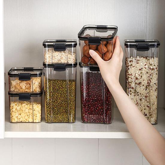 Szczelne pojemniki do przechowywania żywności z pokrywką Plastikowe Pojemniki do organizacji spiżarni Kuchenne na płatki, suche produkty, mąkę, cukier