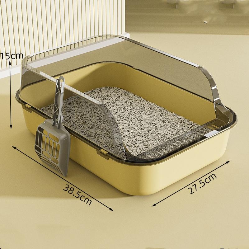 

1 шт. Песочница для питомцев большой вместимости, может закрываться/полузакрываться, брызгозащищенная, легко чистится, установка, чувство дизайна, кошачий туалет жёлтый