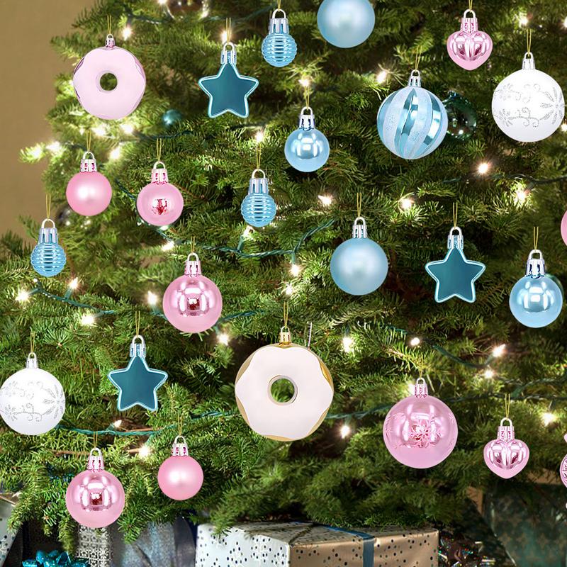 Christmas Ball 72 Pieces Festival Charm Pendant Shatterproof Ball Ornaments For Christmas Tree Fireplace Stair Banister Porch