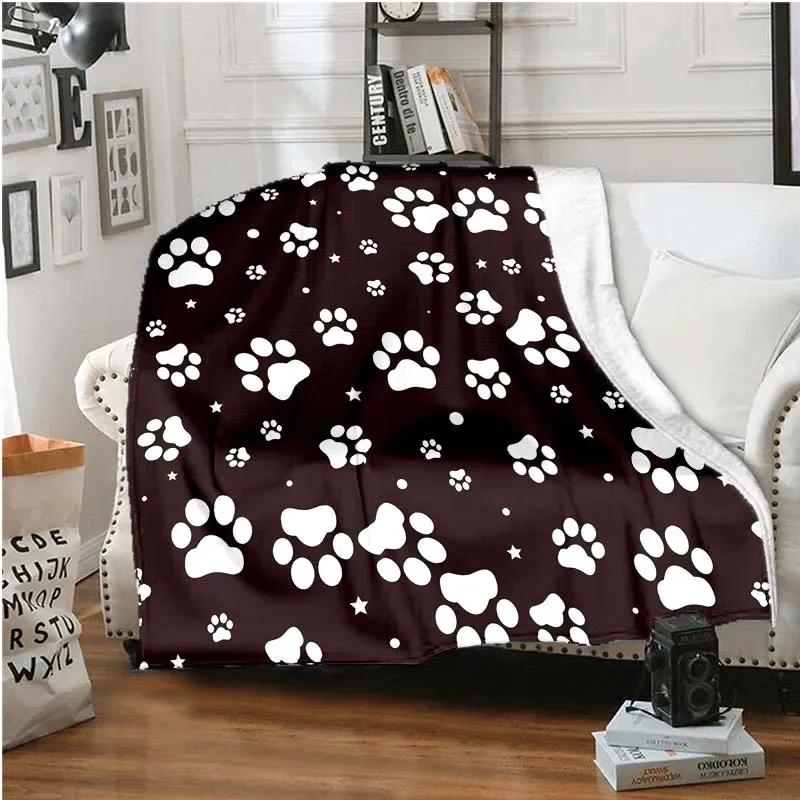 

Cute Kawaii Puppy Paw Print Soft Plush Blanket, Flannel Blanket Throw Blanket for Living Room Bedroom Sofa Cover 75x90cm