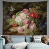 Vintage Oil Painting Tapestry Flower Bird Painting Tapestry Home Aesthetics Decoration Wall Hanging for Bedroom Living Room Dorm