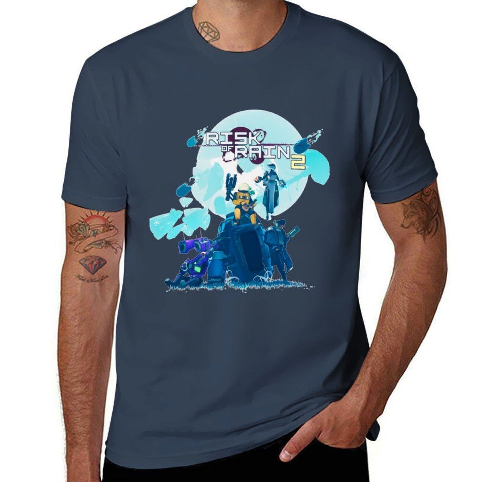 

risk of rain 2 T-Shirt man t shirt heavy cotton man t shirts graphic T-Shirt S