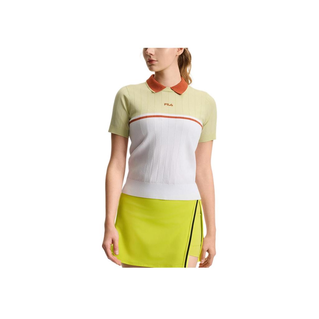 New FILA Athletics Polo Shirt Women's Glow Orb Green A11W523401F-LG