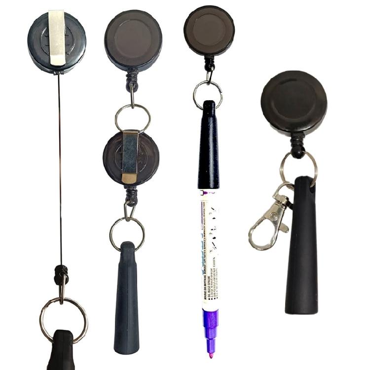 Elastic Pull Pen Sleeve with Key Ring Attachment Retractable Keychain Protects Pens from Damage in Backpacks and Desks