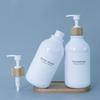 White Soap Dispenser Shampoo Bottl 500ml Bathroom Body Soap Bottle Large-capacity Lotion Bamboo Pump PET Empty Refillable Bottle