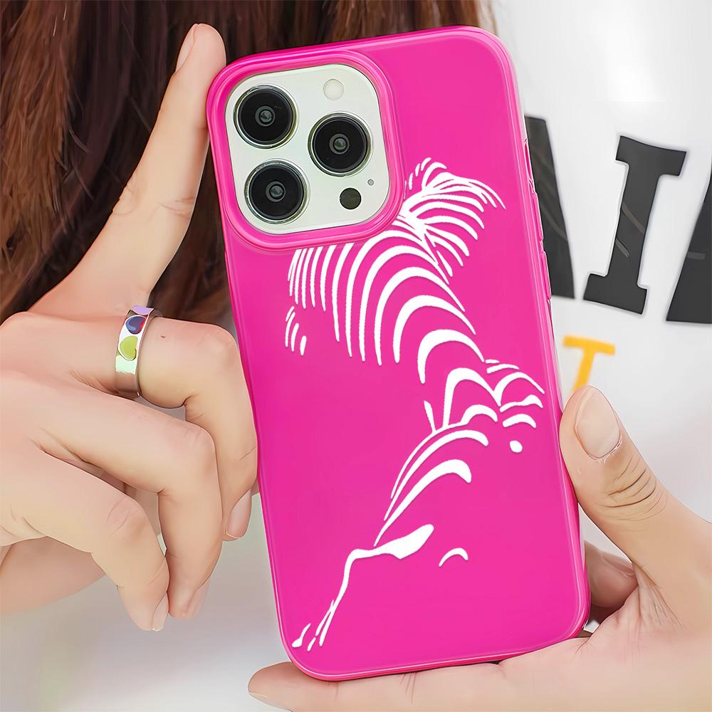 

Artistic Lines Body Phone Case for iPhone 17 16 15 14 Plus 13 12 11 Pro Max X XS XR 7 8 Bold Graphic TPU Protective Cover Funda iPhone 16 Яскраво-рожевий