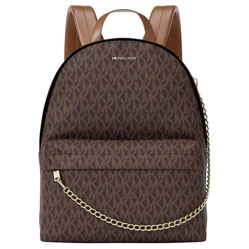 MICHAEL KORS Slater Signature Logo Coated Canvas Backpack Medium Women s Brown коричневый